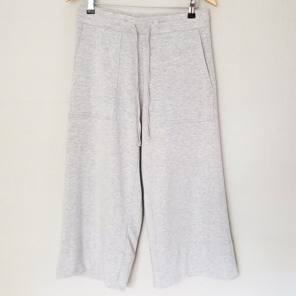 Quince SuperSoft Fleece Cropped Wide Leg Pants M Heather Gray Lounge Cozy Comfy - Picture 6 of 16